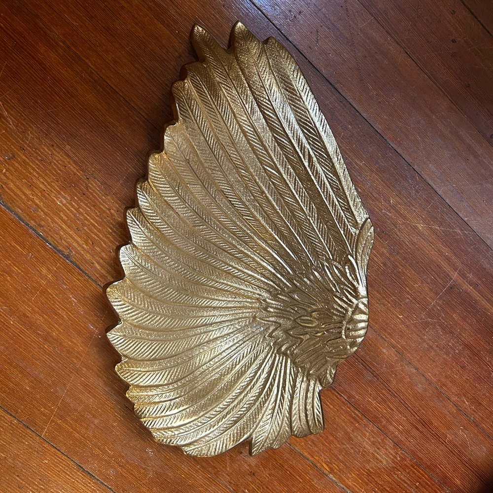 Brass Feathered Angel Wing Dish